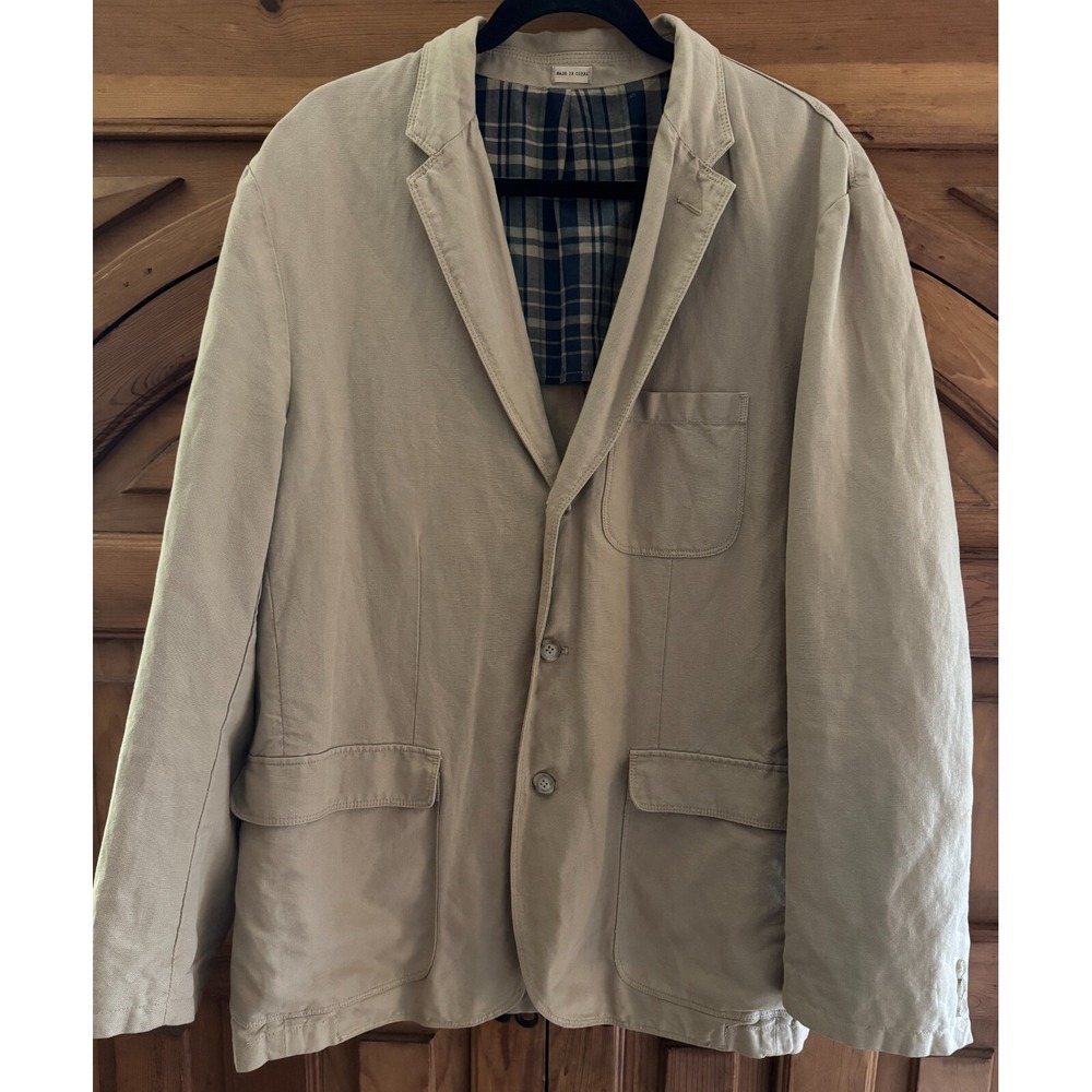 J Crew 3 Button Garment Dyed Men's Khaki Sportcoat Size XL Preppy Breathable‎